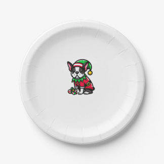 Boston Terrier Christmas Elf Funny Dog Xmas Pappteller