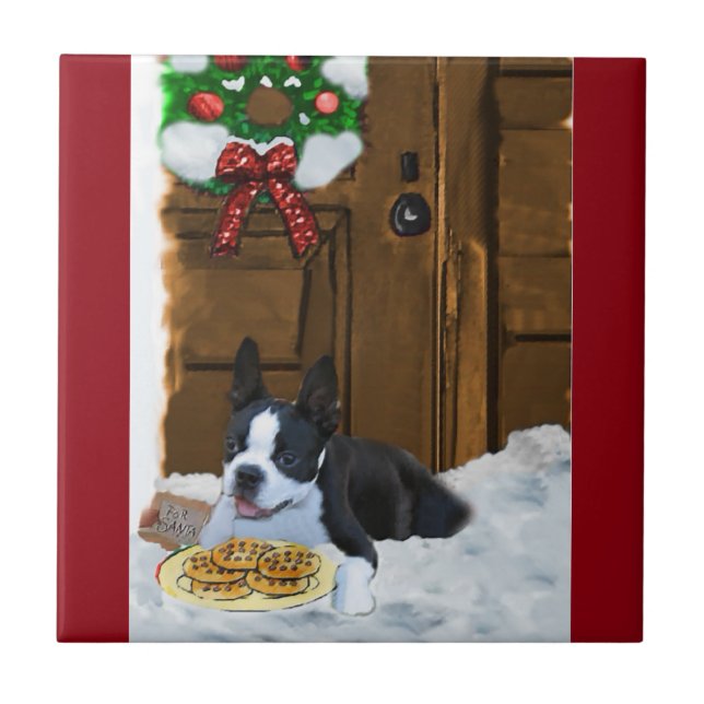 Boston Terrier Christmas Geschenke Fliese (Vorderseite)