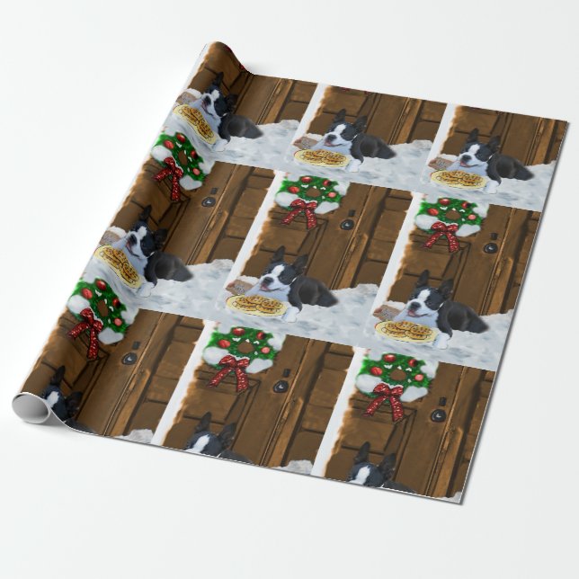 Boston Terrier Christmas Geschenke Geschenkpapier (Ungerollt)