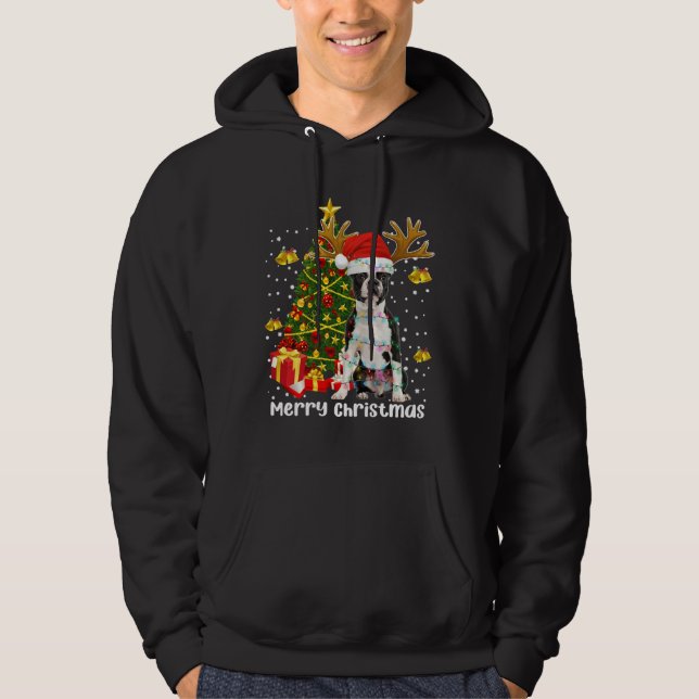 Boston Terrier Christmas Lights Tree Santa Xmas Pa Hoodie (Vorderseite)