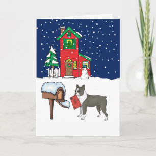 Boston Terrier Christmas Mail Feiertagskarte