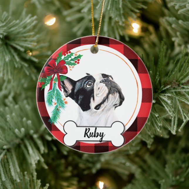 Boston Terrier Christmas Ornament (Baum)