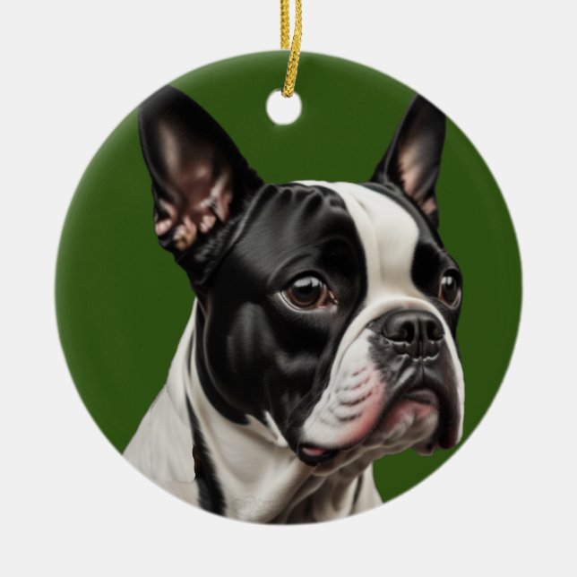 Boston Terrier Christmas Ornament (Vorne)