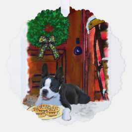 Boston Terrier Christmas Ornament Karte