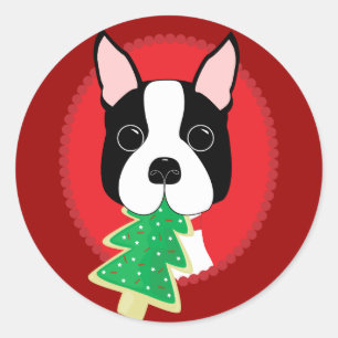Boston Terrier Christmas Runder Aufkleber