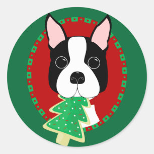 Boston Terrier Christmas Runder Aufkleber