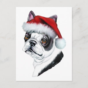 Boston Terrier Christmas Santa Feiertagspostkarte