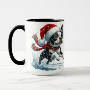 Boston Terrier Christmas Snow Tasse