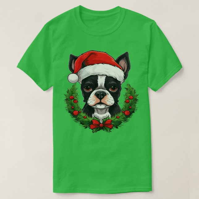 Boston Terrier Christmas T-Shirt (Design vorne)