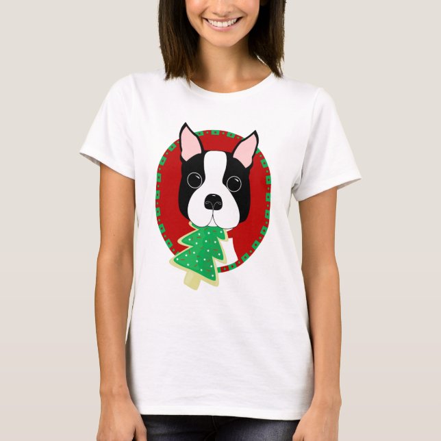 Boston Terrier Christmas T-Shirt (Vorderseite)