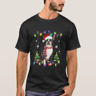 Boston Terrier Christmas Tree Dog Santa Gifts Merr T-Shirt