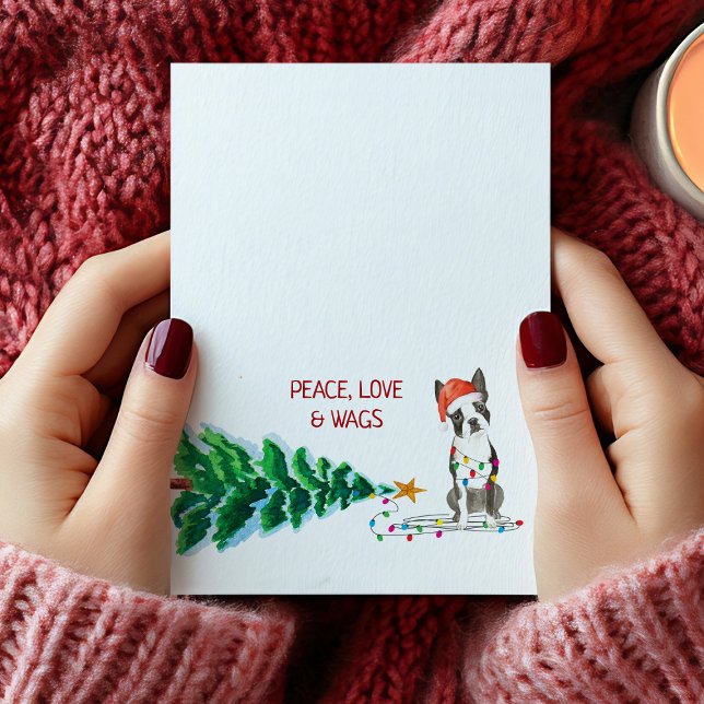 Boston Terrier Christmas Tree Holiday Card Karte (Boston Terrier Christmas Tree Holiday Card)
