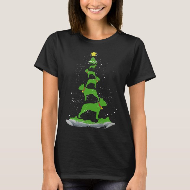 Boston Terrier Christmas Tree T-Shirt (Vorderseite)