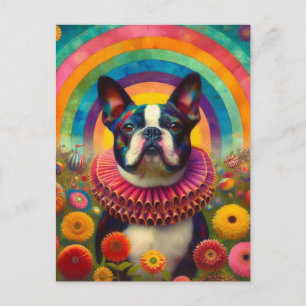Boston Terrier Clown Collar Circus Postkarte