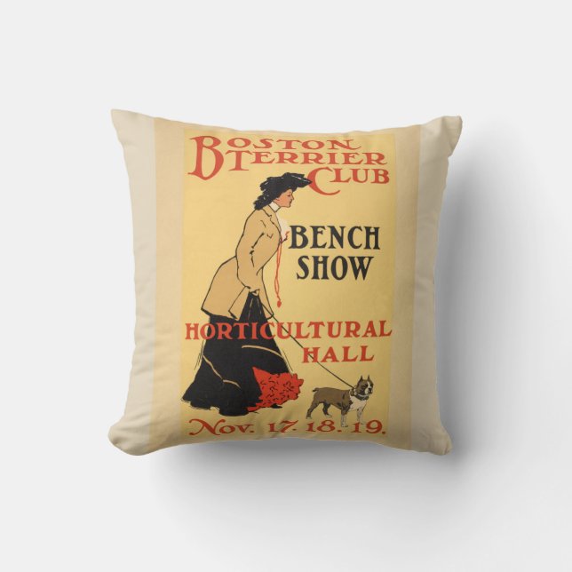 Boston Terrier Club Vintage Poster - Illustration Kissen (Vorderseite)