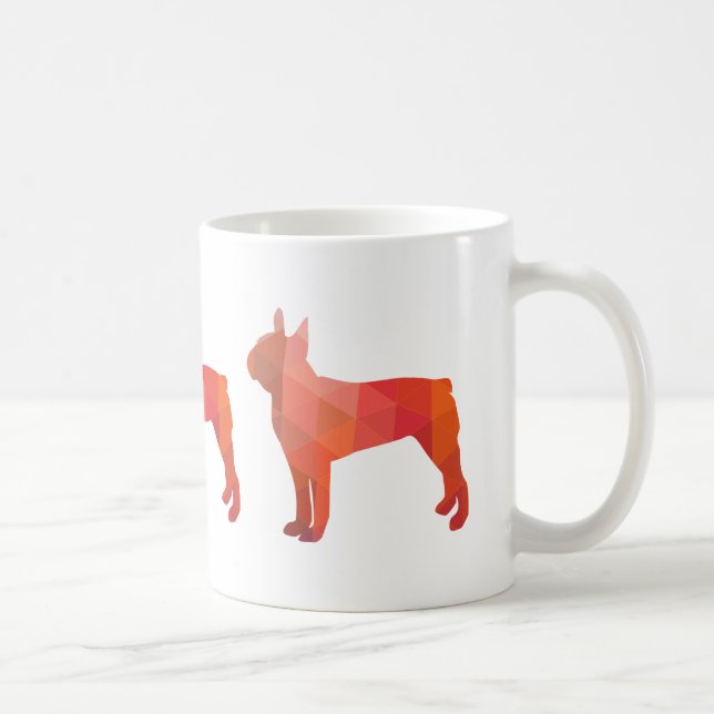 Boston Terrier Colorful Geometric Silhouette Tasse (Rechts)