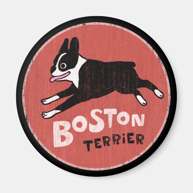 Boston Terrier Cool Retro Style Magnet (Vorne)