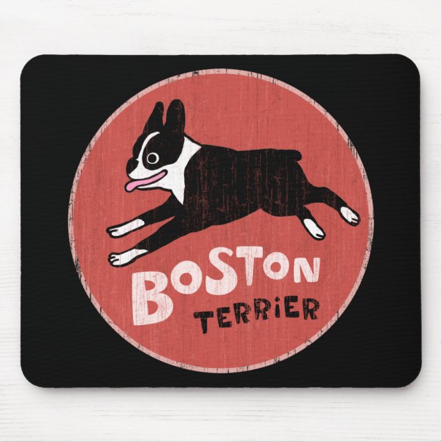 Boston Terrier Cool Retro Style | Niedlicher Carto Mousepad (Vorne)