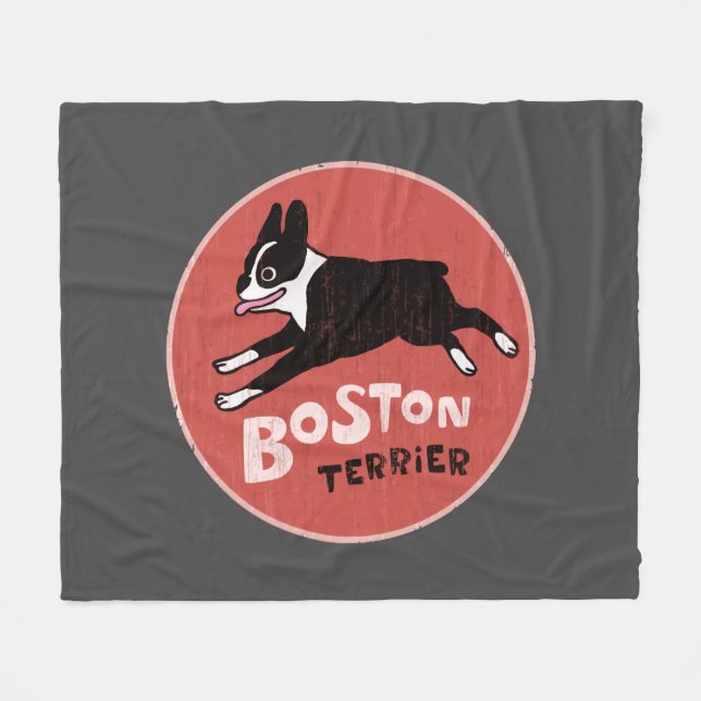 Boston Terrier | Cooler Cartoon Dog Fleecedecke (Vorderseite (Horizontal))