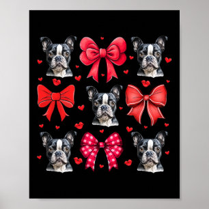 Boston Terrier Coquette Bow Puppy Dog Mama Valenti Poster