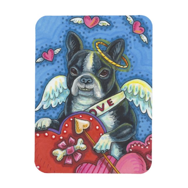 Boston Terrier Cupid DOG VALENTINE MAGNET (Vertikal)