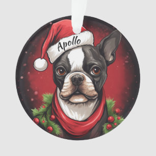 Boston Terrier Custom Christmas Ornament