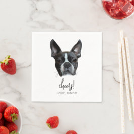 Boston Terrier Custom Dog Wedding Cocktail Napkins Serviette