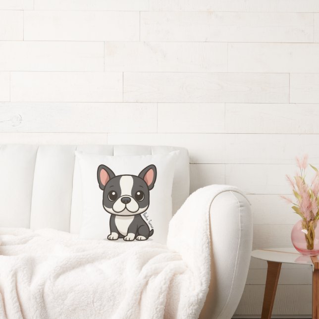 Boston Terrier Custom Name Kissen (Liege)