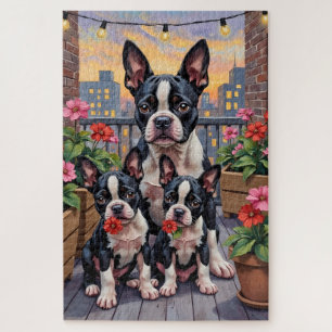 Boston Terrier Dachgarten Kunst Puzzle