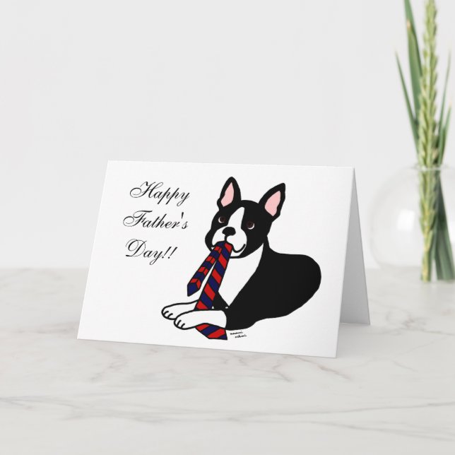 Boston Terrier Daddy mit Krawatte 2 Karte (Vorderseite)
