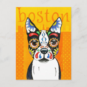 Boston Terrier Day of the Dead Postkarte