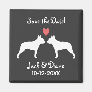 Boston-Terrier, die Save the Date Wedding sind Magnet