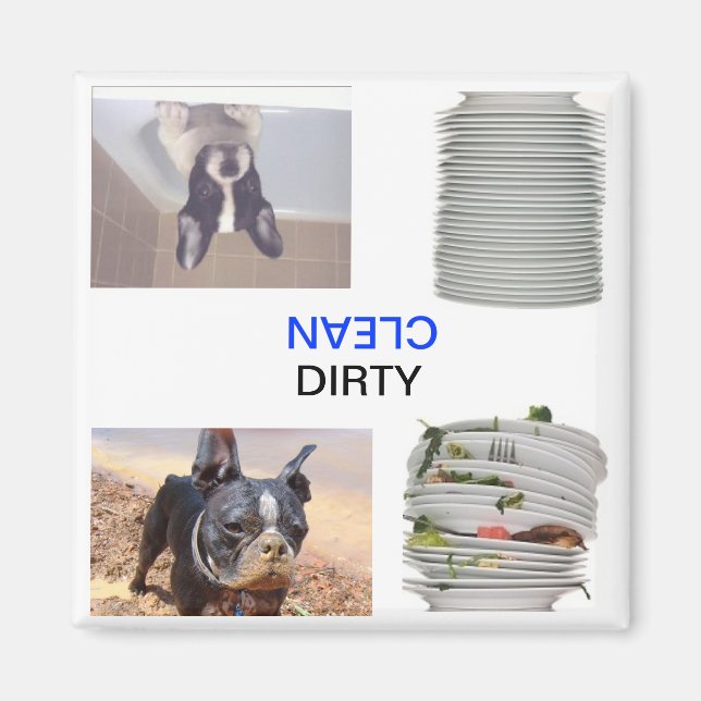Boston Terrier Dirty/Clean Geschirrspüler Magnet (Vorne)