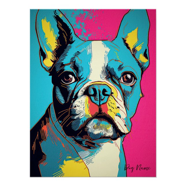 Boston Terrier Dog 005 - Bruno Pokopen Poster (Vorderseite)