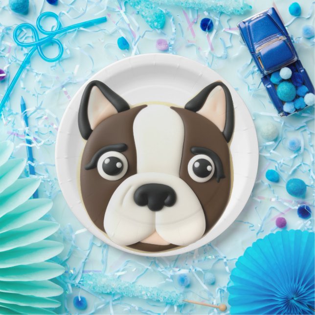 Boston Terrier Dog 3D Inspiriert Pappteller (Party)