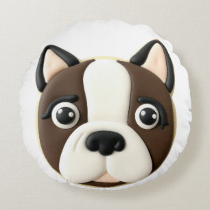 Boston Terrier Dog 3D Inspiriert Rundes Kissen