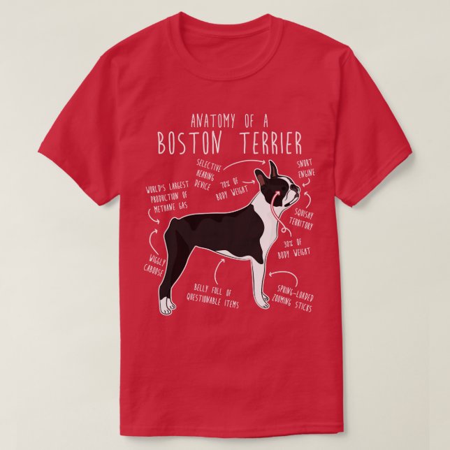 Boston Terrier Dog Anatomie T-Shirt (Design vorne)
