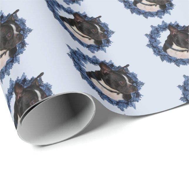 Boston Terrier Dog Animal Geschenkpapier (Rolleneckpunkt)