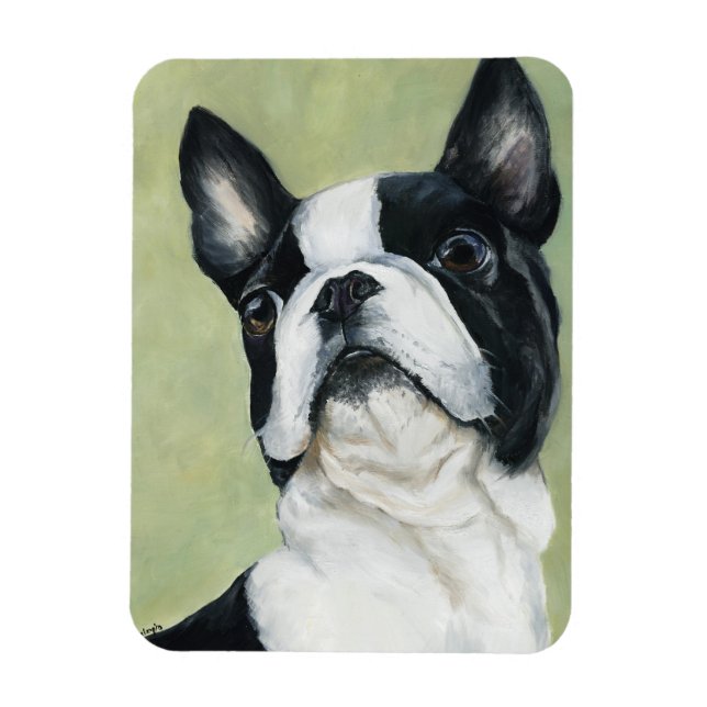 Boston Terrier Dog Art Magnet (Vertikal)