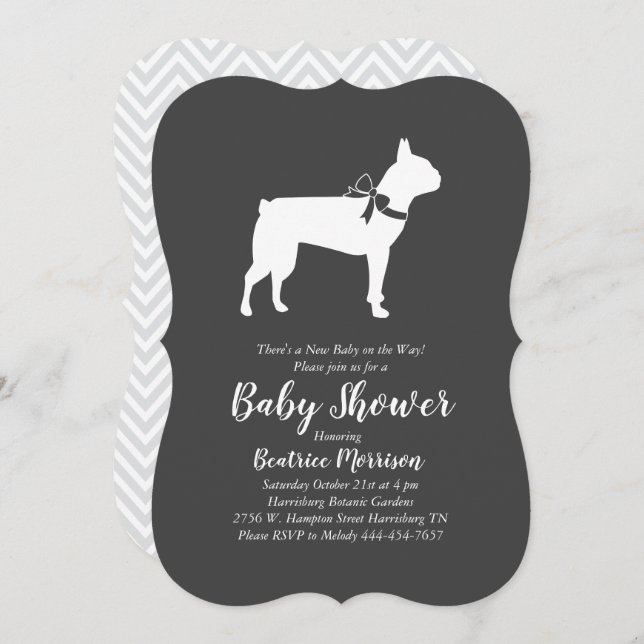 Boston Terrier Dog Baby Shower Einladung (Vorne/Hinten)