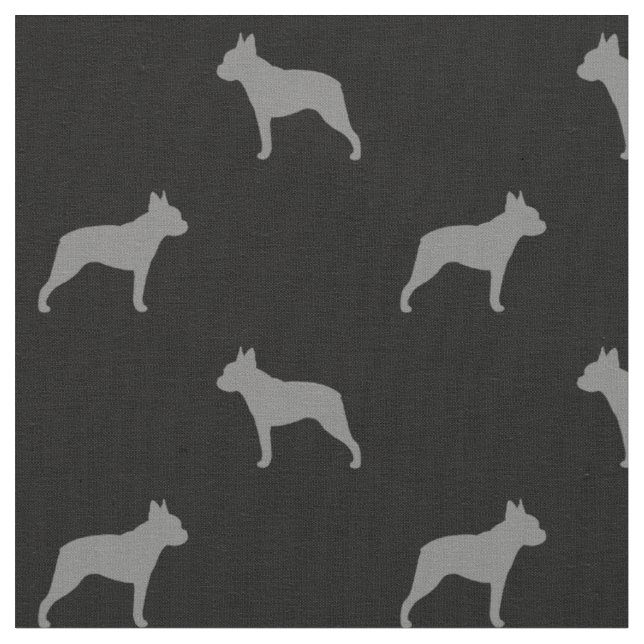 Boston Terrier Dog Breed Silhouetten Muster Stoff (Nahaufnahme)