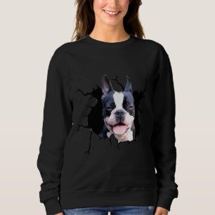 Boston Terrier Dog bricht Hunde Welpe Decal Crack Sweatshirt