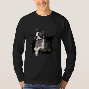 Boston Terrier Dog bricht Hunde Welpe Decal Crack T-Shirt
