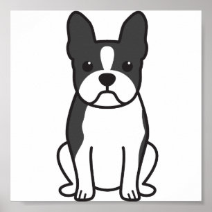 Boston Terrier Dog Cartoon Poster
