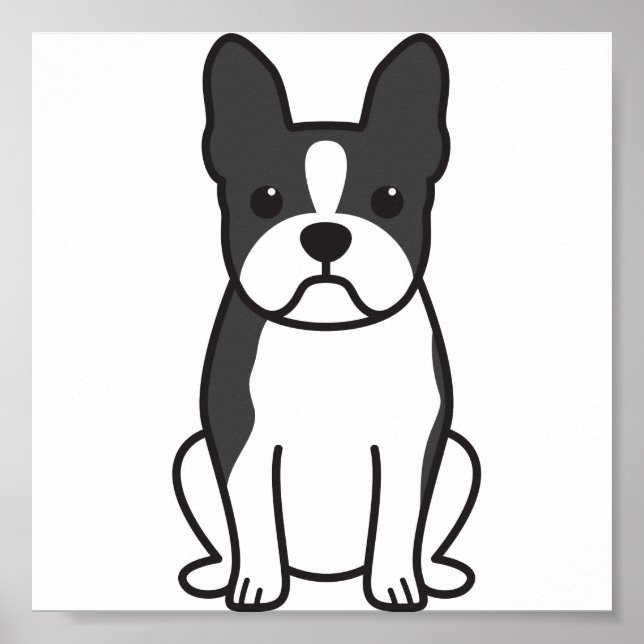 Boston Terrier Dog Cartoon Poster (Vorne)