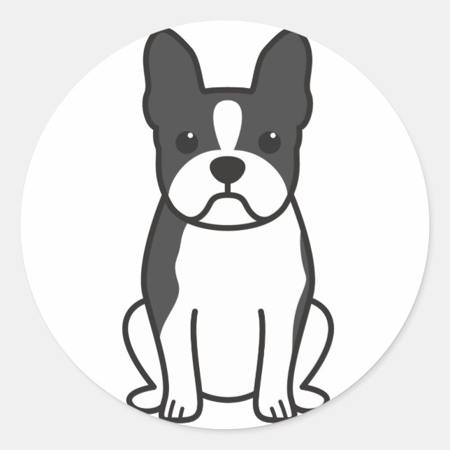 Boston Terrier Dog Cartoon Runder Aufkleber (Vorderseite)
