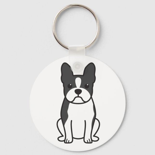 Boston Terrier Dog Cartoon Schlüsselanhänger (Vorderseite)