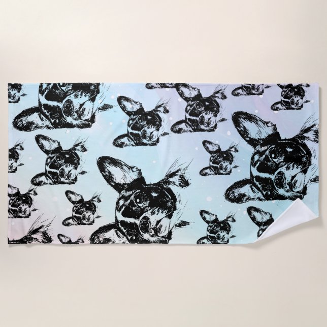 Boston Terrier Dog Design Strandtuch (Vorderseite)