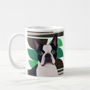 Boston Terrier Dog - Dunkle grüne Geometrie Kaffeetasse