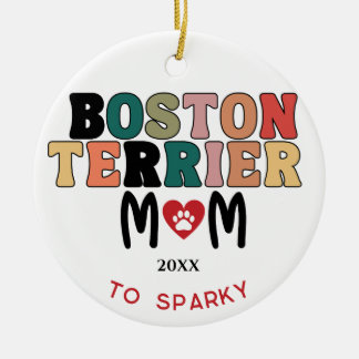 Boston Terrier Dog Foto Mama Herz Keramik Ornament
